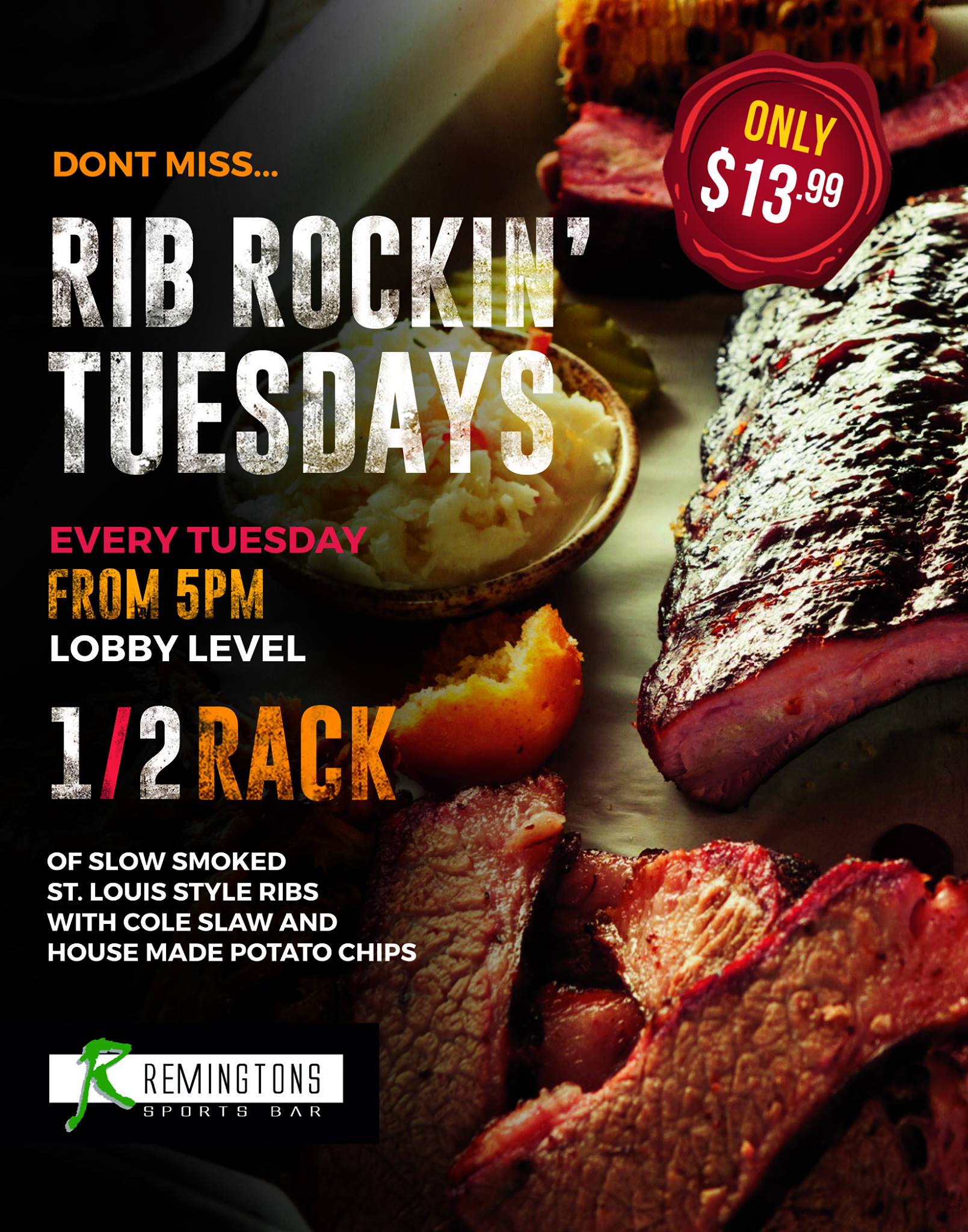 Every Tuesday come in for a Rib Rockin' Special!